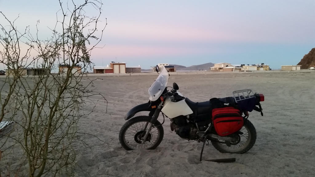 Stopped for the night at San Bufeo. The sand was so soft in some places I'm glad my front wheel didn't sink into it entirely.